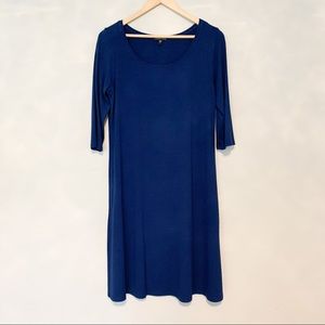 Eileen Fisher 3/4 Sleeve Pullover Blue Dress
